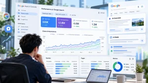 Google Search Console 顯示 AI Overviews 與 AI Mode 的生成式 AI 搜尋曝光與趨勢分析儀表板