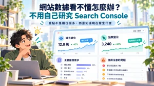 一人公司將 Search Console 曝光、點擊與服務需求資料整理成容易理解的網站成效判讀